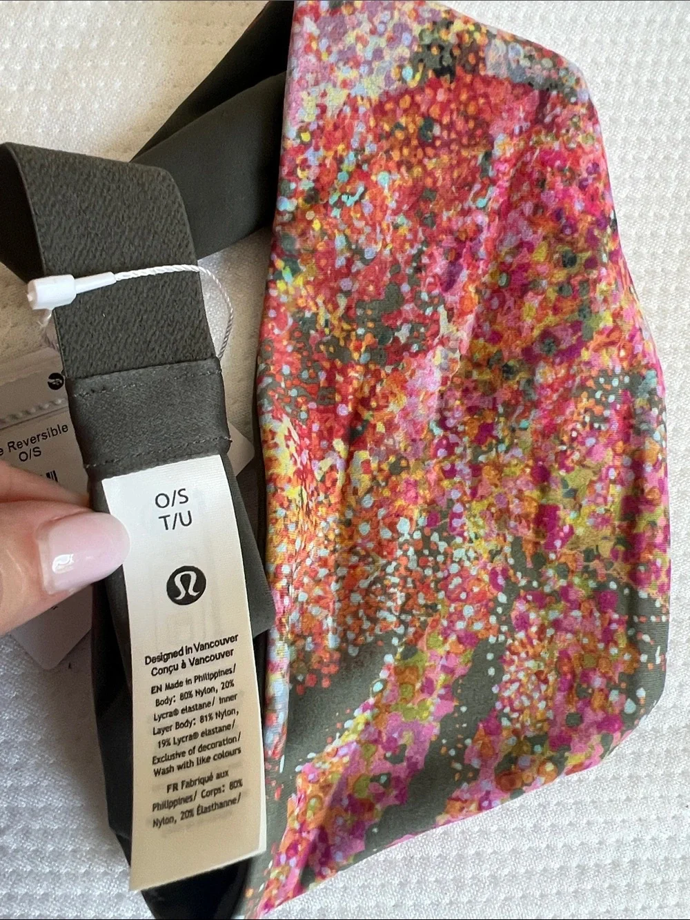 Lululemon Army Green Nulu Floral Wide Reversible Headband Hair NEW WITH TAGS
